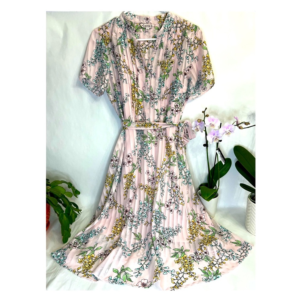 Nanette Lepore • Vintage Apricot Print • A-Line Shirt Dress • Sz 8